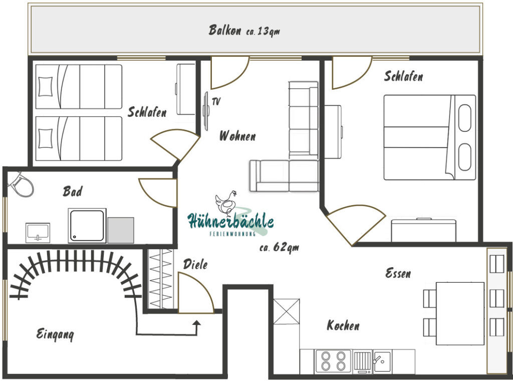 Grundriss der Fewo-Hühnerbächle